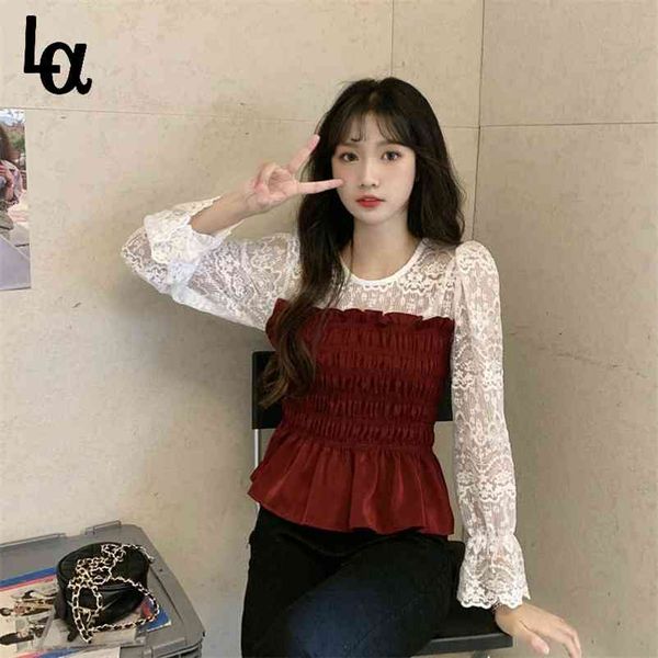 lace patchwork chiffon blouse women spring designer bandage female office lady casual japanese korean 210519, White
lace patchwork chiffon blouse women spring designer bandage female office lady casual japanese korean 210519, White