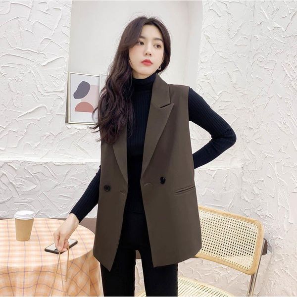 women spring summer vintage loose vests female button pockets notched sleeveless suit waistcoat lady casual solid vest i602 women's, Black;white
women spring summer vintage loose vests female button pockets notched sleeveless suit waistcoat lady casual solid vest i602 women's, Black;white