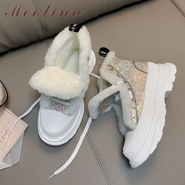 genuine leather ankle boots woman real wool fur snow crystal flat platform short lace up female shoes winter 210517, Black
genuine leather ankle boots woman real wool fur snow crystal flat platform short lace up female shoes winter 210517, Black
