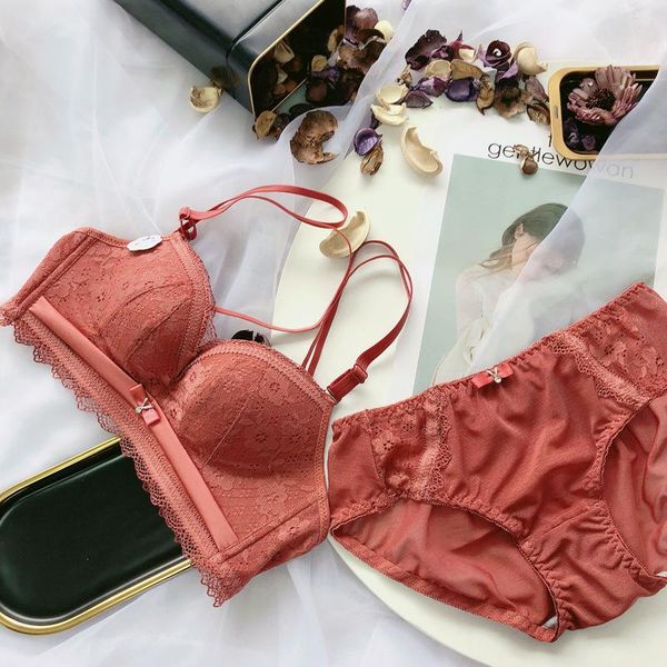 bras sets women no steel ring wire bra lace floral briefs underwear triangle cup pink set, Red;black
bras sets women no steel ring wire bra lace floral briefs underwear triangle cup pink set, Red;black