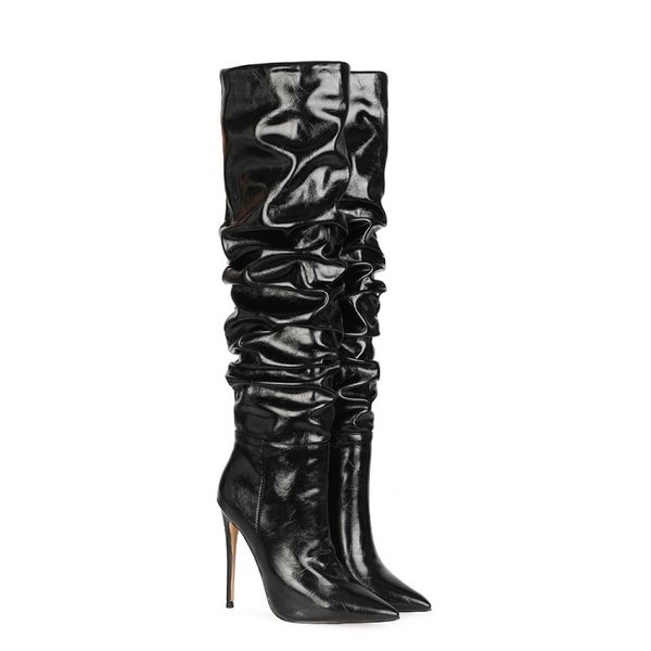 sheepskin leather 12cm stiletto high heels shoes knight boots pillage toes long knee solid wedding party catwalk big size 36-47, Black
sheepskin leather 12cm stiletto high heels shoes knight boots pillage toes long knee solid wedding party catwalk big size 36-47, Black