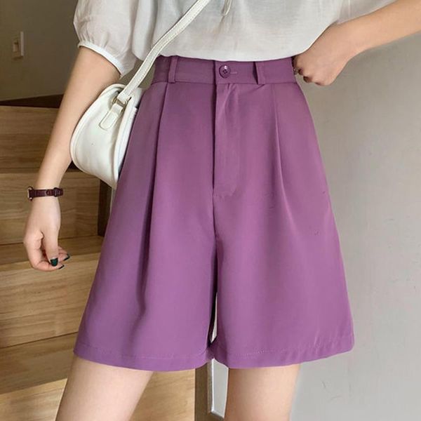 women's shorts 2021 elegant summer button high waist wide leg front pleat loose classic five-point long office casual outfit, White;black
women's shorts 2021 elegant summer button high waist wide leg front pleat loose classic five-point long office casual outfit, White;black