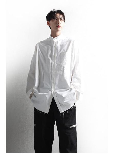 men's casual shirts shirt straight tube versatile three dimensional tailoring long sleeve half high collar medium length loose size top, White;black
men's casual shirts shirt straight tube versatile three dimensional tailoring long sleeve half high collar medium length loose size top, White;black