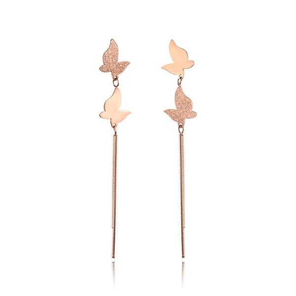 stud glossy & matte butterflies tassel earrings asymmetrical jewelry stainless steel rose gold mother's day je18103, Golden;silver 
stud glossy & matte butterflies tassel earrings asymmetrical jewelry stainless steel rose gold mother's day je18103, Golden;silver