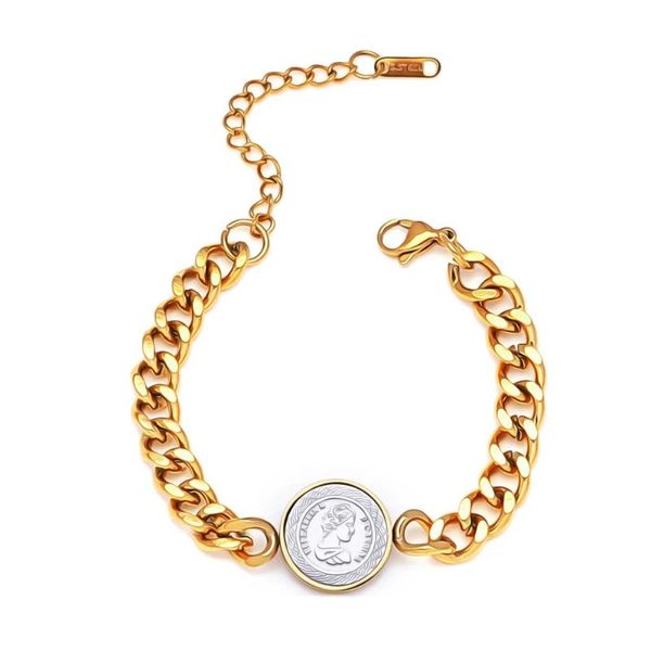 charm bracelets metal coin bracelet for women stainless steel elizabeth medallion femme gold/silver color, Golden;silver
charm bracelets metal coin bracelet for women stainless steel elizabeth medallion femme gold/silver color, Golden;silver