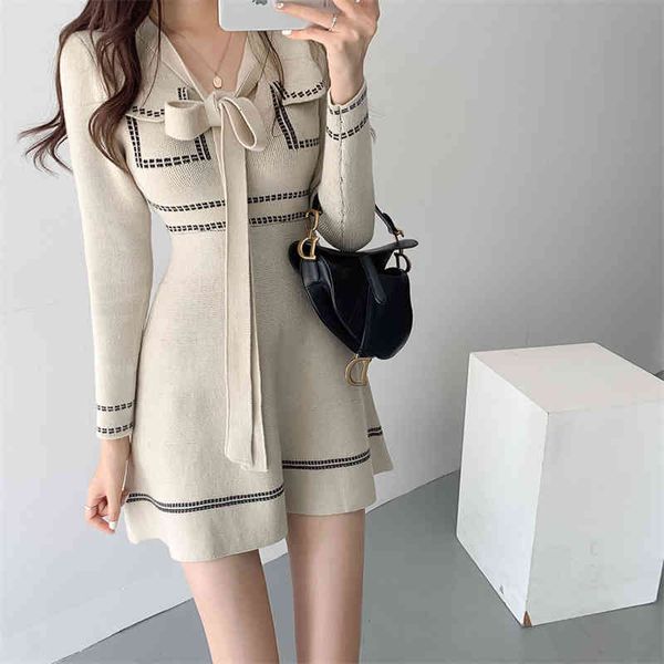 one-piece bow knitted mini dress korea elegant retro winter black office autumn robe, Black;gray
one-piece bow knitted mini dress korea elegant retro winter black office autumn robe, Black;gray