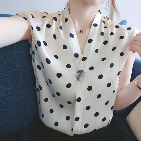 women's blouses & shirts dots print chiffon women sleeves shirt elegant casual pullover vintage slim european style sweet short, White
women's blouses & shirts dots print chiffon women sleeves shirt elegant casual pullover vintage slim european style sweet short, White