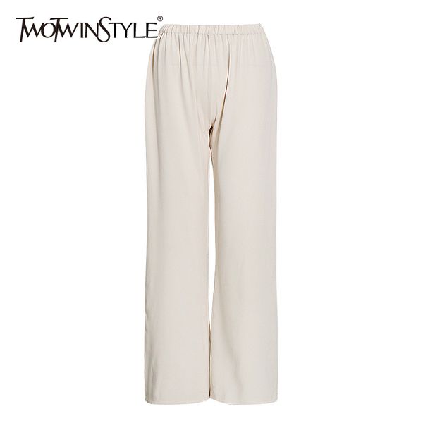 twotwinstyle casual loose wide leg pants for female high waist elastic straight solid trouser female fashion clothing 210517, Black;white
twotwinstyle casual loose wide leg pants for female high waist elastic straight solid trouser female fashion clothing 210517, Black;white