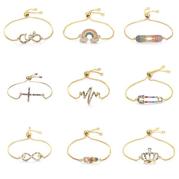 link, chain daihe bohemia gold plated rainbow crown bracelet women adjustable colorful 3a zircon copper female part gift 2021, Black
link, chain daihe bohemia gold plated rainbow crown bracelet women adjustable colorful 3a zircon copper female part gift 2021, Black