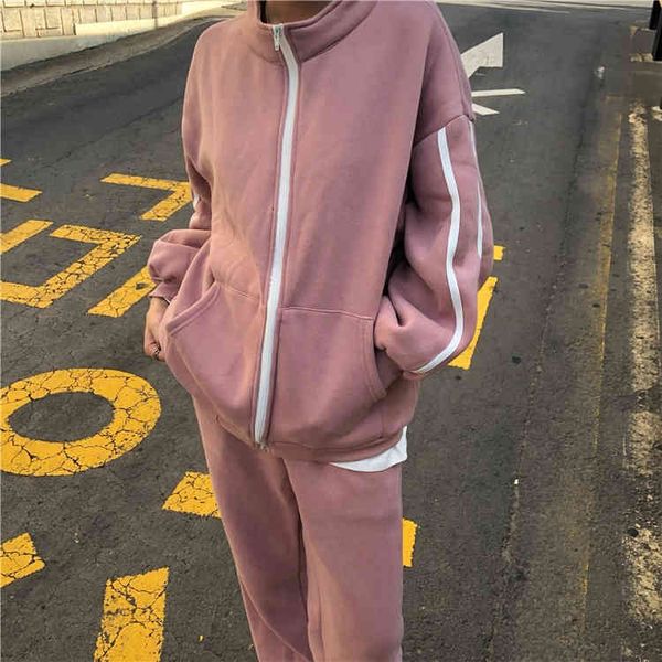 spring winter woman sets 2 piece kit tracksuit pants sport casual thicken zipper striped stand collar 210512, White
spring winter woman sets 2 piece kit tracksuit pants sport casual thicken zipper striped stand collar 210512, White