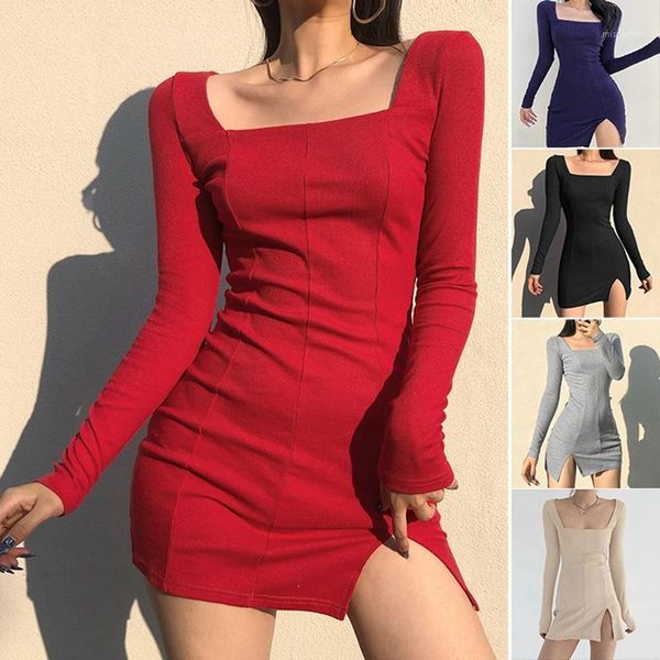 split side solid color mini dress women square collar ribbed casual short dresses ladies long sleeve korean, Black;gray
split side solid color mini dress women square collar ribbed casual short dresses ladies long sleeve korean, Black;gray