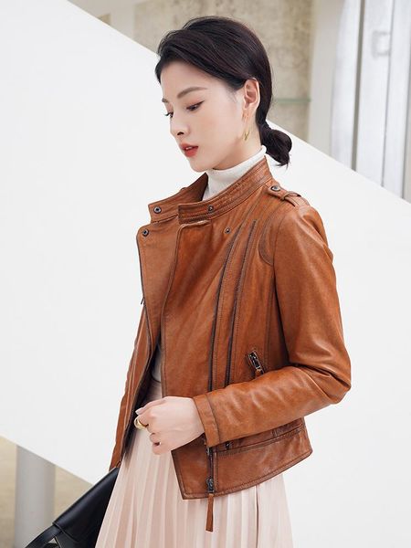 women's leather & faux short 2021 spring and winter locomotive slim jacket women, Black
women's leather & faux short 2021 spring and winter locomotive slim jacket women, Black