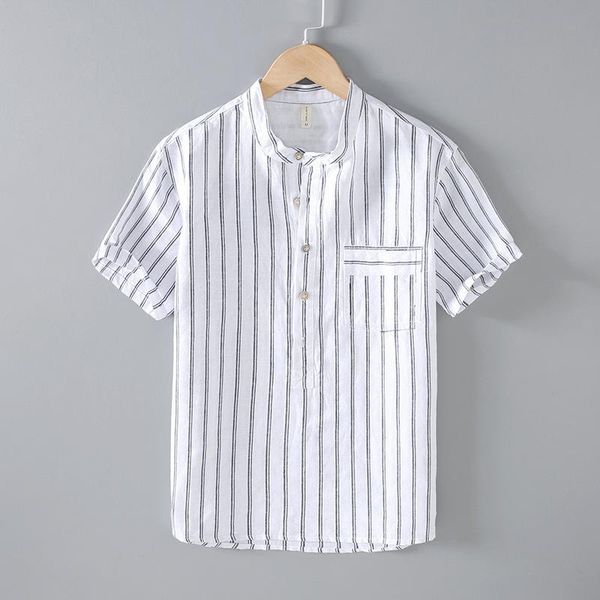 men's casual shirts jm292 summer striped korean style handsome fashion cotton linen short sleeve youth thin color match pocket, White;black
men's casual shirts jm292 summer striped korean style handsome fashion cotton linen short sleeve youth thin color match pocket, White;black