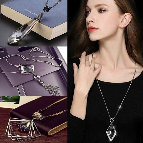 pendant necklaces so minimalist style wholesale imitation crystal geometric women necklace long tassel sweater chain for female jewelry, Silver
pendant necklaces so minimalist style wholesale imitation crystal geometric women necklace long tassel sweater chain for female jewelry, Silver