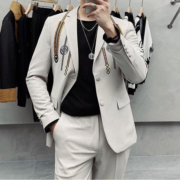 men's suits & blazers (blazer+pants)2021 classic embroidery men costume blazer suit ensembles homme slim tuxedo formal wedding groom 2, White;black
men's suits & blazers (blazer+pants)2021 classic embroidery men costume blazer suit ensembles homme slim tuxedo formal wedding groom 2, White;black