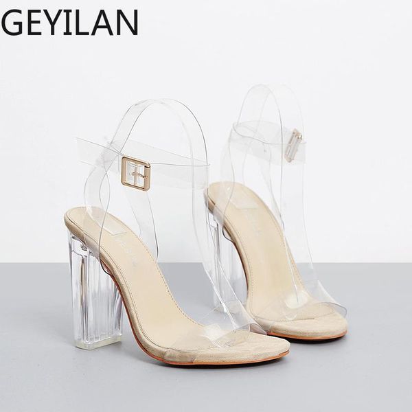 dress shoes summer women ankle strap sandals transparent pu buckle square heel 11.5cm high heels pumps, Black
dress shoes summer women ankle strap sandals transparent pu buckle square heel 11.5cm high heels pumps, Black