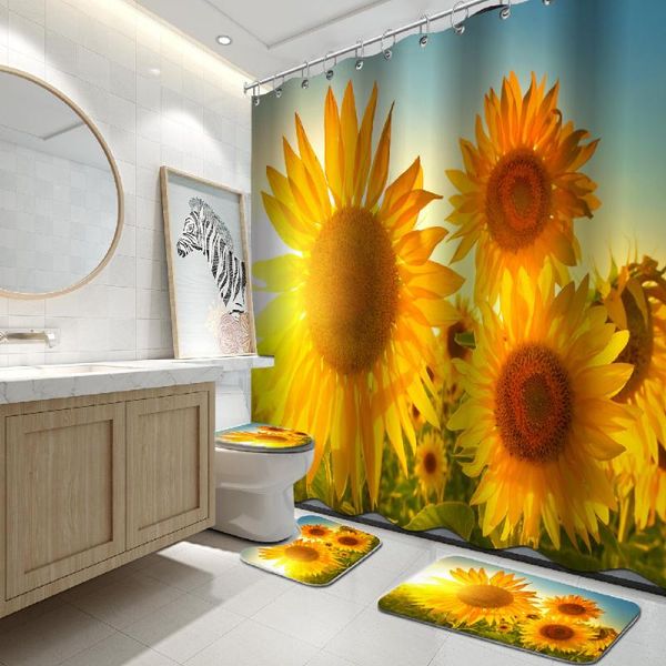shower curtains 4 pcs floral curtain set waterproof home decor brown bright sunflowers on striped black and white pattern orange sun
shower curtains 4 pcs floral curtain set waterproof home decor brown bright sunflowers on striped black and white pattern orange sun