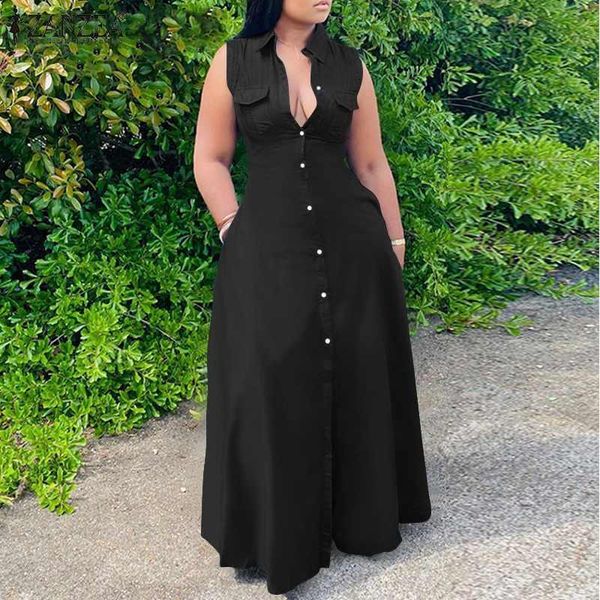 casual dresses zanzea women denim blue dress 2021 summer tank maxi vestidos solid long sundress lady lapel collar loose robe, Black;gray
casual dresses zanzea women denim blue dress 2021 summer tank maxi vestidos solid long sundress lady lapel collar loose robe, Black;gray
