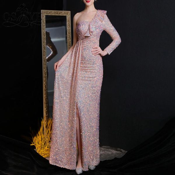 party dresses sparkle pink evening dress sequin one shoulder prom gown glitter long sleeves fairy mermaid women split formal, White;black
party dresses sparkle pink evening dress sequin one shoulder prom gown glitter long sleeves fairy mermaid women split formal, White;black
