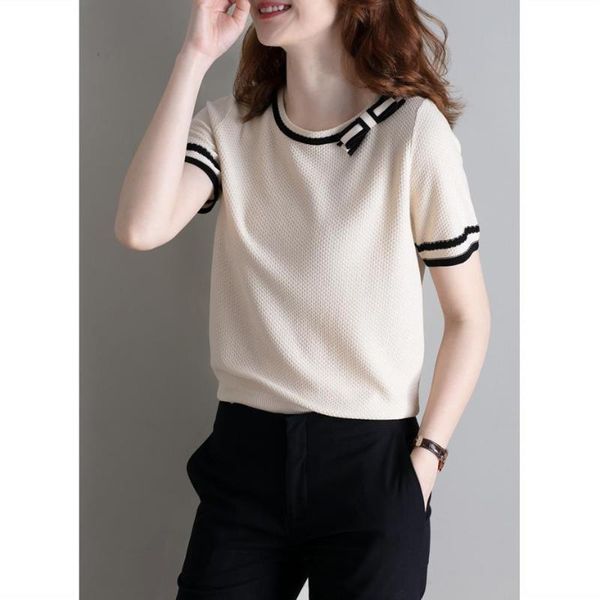short sleeve ice silk t-shirt women's summer korean style thin loose round neck pullover, White
short sleeve ice silk t-shirt women's summer korean style thin loose round neck pullover, White