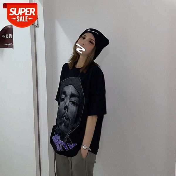 european and american fashion brand hip-hop rap high street singer print short-sleeved t-shirt oversized version of #qp9c, White;black
european and american fashion brand hip-hop rap high street singer print short-sleeved t-shirt oversized version of #qp9c, White;black