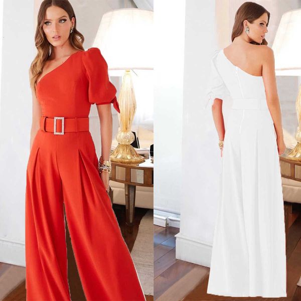 luxury evening dress 2021 women's solid color single shoulder belt conjoined casual loose wide leg pants, Black;gray
luxury evening dress 2021 women's solid color single shoulder belt conjoined casual loose wide leg pants, Black;gray