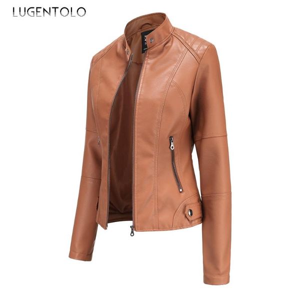 women's leather & faux lugentolo slim moto spring autumn large size zipper fashion stand-up collar lady casual pu alrge, Black
women's leather & faux lugentolo slim moto spring autumn large size zipper fashion stand-up collar lady casual pu alrge, Black
