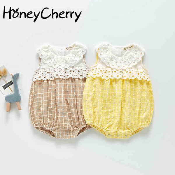 summer romper lace checkered stitching sleeveless girls baby clothes 210515, Blue
summer romper lace checkered stitching sleeveless girls baby clothes 210515, Blue