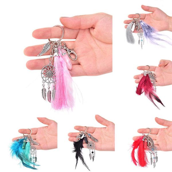 keychains 1pc dream catcher keychain with feathers hanging wind window car decor keyring ornament decoration craft gift, Silver 
keychains 1pc dream catcher keychain with feathers hanging wind window car decor keyring ornament decoration craft gift, Silver