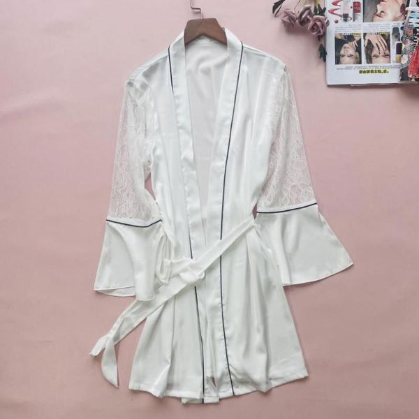 women's sleepwear lace sleeve kimono robe gown satin femme perspective v-neck bathrobe home dressing bridal wedding loungewear, Black;red
women's sleepwear lace sleeve kimono robe gown satin femme perspective v-neck bathrobe home dressing bridal wedding loungewear, Black;red