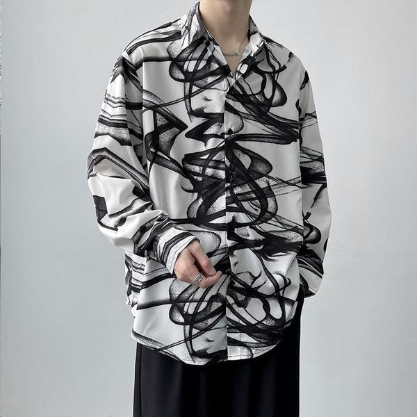men's casual shirts wear fashion chic digital printing shirt 2021 loose lapel single breasted long sleeve male tide autumn, White;black
men's casual shirts wear fashion chic digital printing shirt 2021 loose lapel single breasted long sleeve male tide autumn, White;black