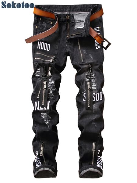 men's pants sokotoo zippers letters embroidered black stretch denim jeans trendy holes ripped distressed slim pants rf0j
men's pants sokotoo zippers letters embroidered black stretch denim jeans trendy holes ripped distressed slim pants rf0j