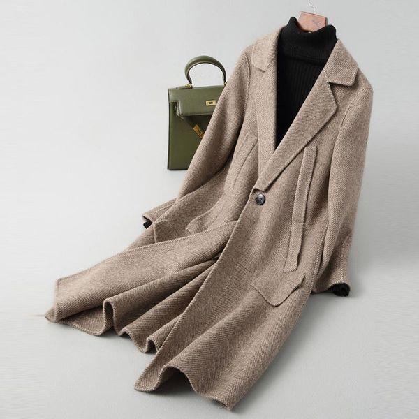 women's wool & blends fad real coat women spring autumn vintage casual solid ladies long jacket elegant coats a036, Black
women's wool & blends fad real coat women spring autumn vintage casual solid ladies long jacket elegant coats a036, Black