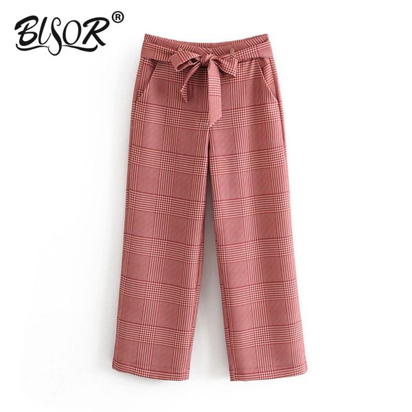 women elegant houndstooth plaid wide leg pants women pockets belt decorate female casual cozy trousers pantalones 210430, Black;white
women elegant houndstooth plaid wide leg pants women pockets belt decorate female casual cozy trousers pantalones 210430, Black;white