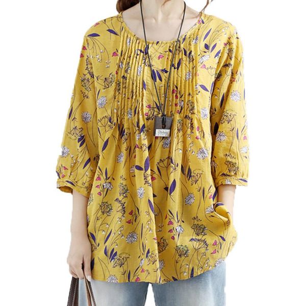 women's blouses & shirts linen cotton plus size 2021 summer women blouse loose floral print shirt 3/4 sleeve blusa feminina casual cami, White
women's blouses & shirts linen cotton plus size 2021 summer women blouse loose floral print shirt 3/4 sleeve blusa feminina casual cami, White