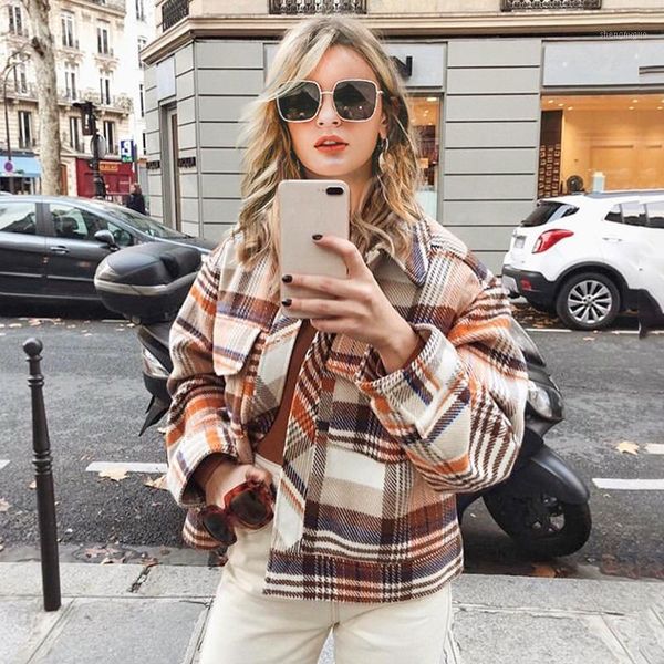 women's wool & blends women vintage casual plaid jackets coat autumn long sleeves outwear female streetwear fashion ladies coats plus s, Black
women's wool & blends women vintage casual plaid jackets coat autumn long sleeves outwear female streetwear fashion ladies coats plus s, Black