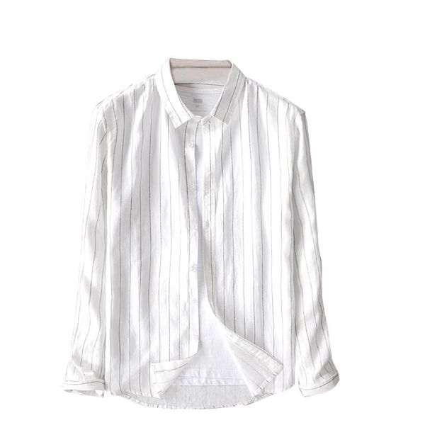 men's casual shirts 2021 arrival 100% linen men brand long sleeve striped white shirt male fashion mens chemise camisa, White;black
men's casual shirts 2021 arrival 100% linen men brand long sleeve striped white shirt male fashion mens chemise camisa, White;black