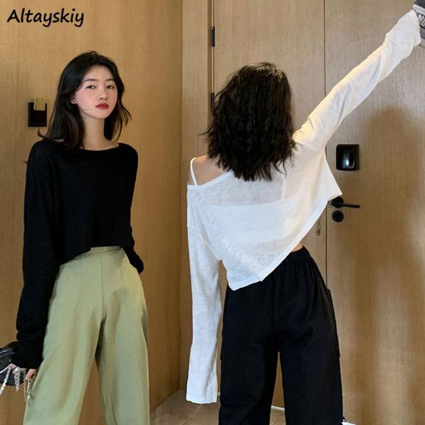 women's t-shirt long sleeve t-shirts women sun-proof all-match pure summer cropped college stylish thin ladies clothes 2021 ly ins plai, White
women's t-shirt long sleeve t-shirts women sun-proof all-match pure summer cropped college stylish thin ladies clothes 2021 ly ins plai, White