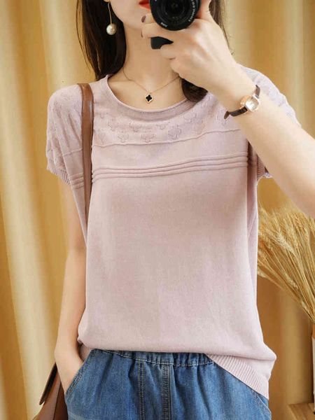 women's t-shirt pure cotton t-shirt 2021 will see casual solid color short sleeve mesh sweater around the female neck plus size, White
women's t-shirt pure cotton t-shirt 2021 will see casual solid color short sleeve mesh sweater around the female neck plus size, White