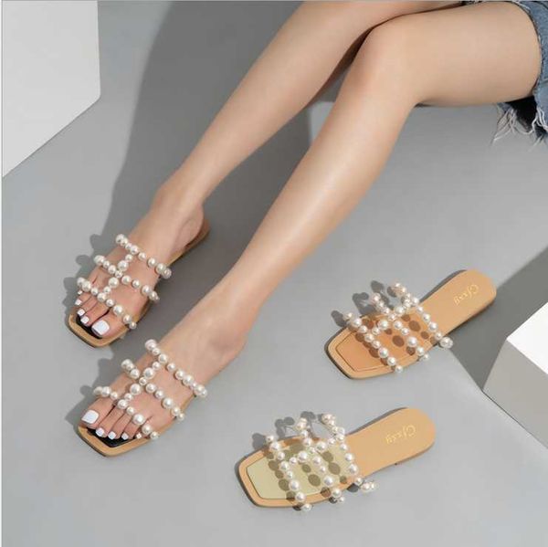 slippers selling fashion pearl transparent women's sandals beach casual flat size 37-42, Black
slippers selling fashion pearl transparent women's sandals beach casual flat size 37-42, Black