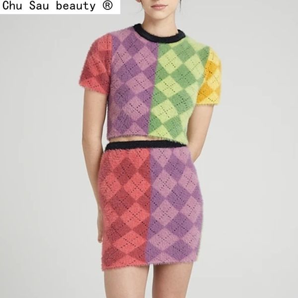 casual simple fashion jacquard short sleeve sweater summer women's contrast color plaid o neck pullover skirt chic 210508, White
casual simple fashion jacquard short sleeve sweater summer women's contrast color plaid o neck pullover skirt chic 210508, White