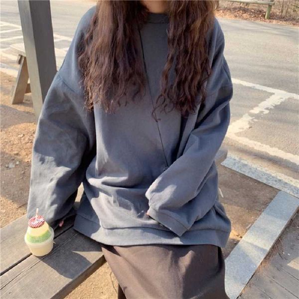 autumn korean ulzzang fashion loose harajuku long-sleeved sweatshirt ins simple solid color o-neck casual female 210608, Black
autumn korean ulzzang fashion loose harajuku long-sleeved sweatshirt ins simple solid color o-neck casual female 210608, Black