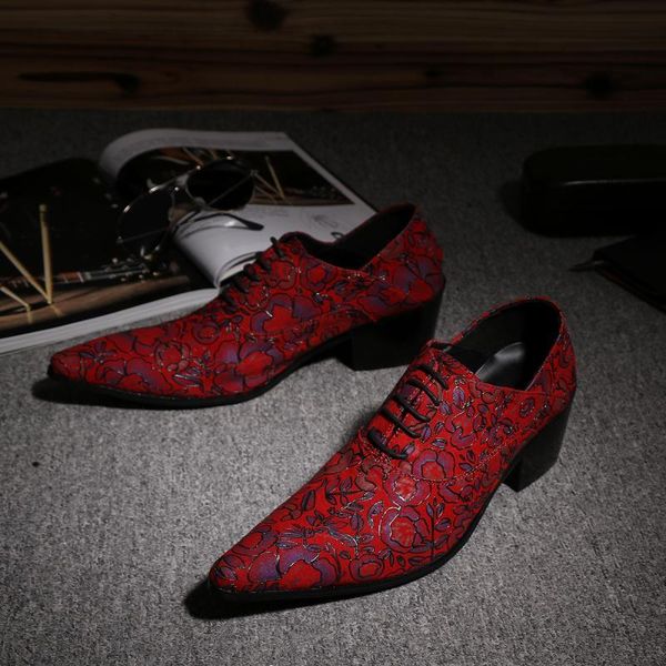 dress shoes brand pointed toe lace up men luxury genuine leather red wedding men's high heels party print flowers fashion, Black
dress shoes brand pointed toe lace up men luxury genuine leather red wedding men's high heels party print flowers fashion, Black