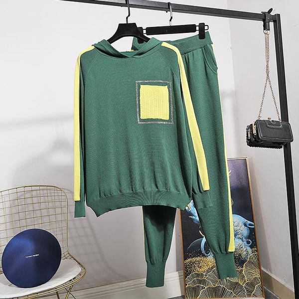 fashion tracksuit set female hit color pocket hooded knitted sweater long pants two piece women casual sports knitting suit dress, White
fashion tracksuit set female hit color pocket hooded knitted sweater long pants two piece women casual sports knitting suit dress, White