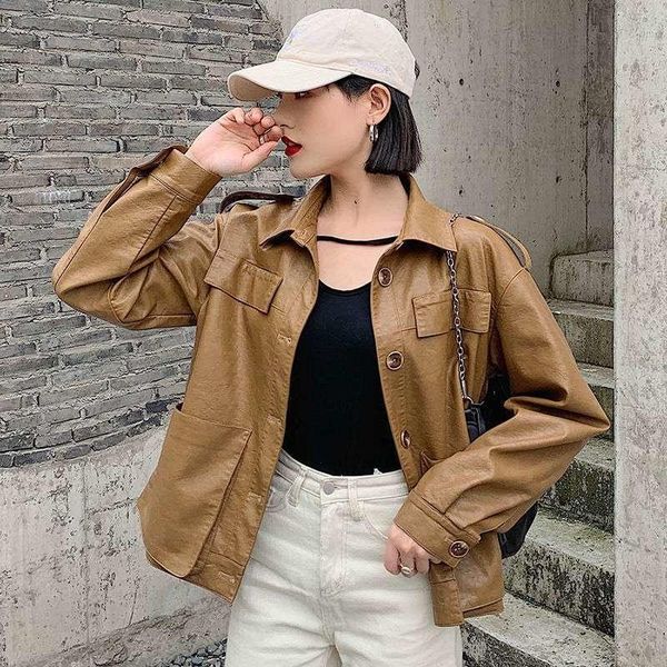 women's jackets leather coat short 2021 autumn korean loose fashion foreign style casual pu wallet, Black;brown
women's jackets leather coat short 2021 autumn korean loose fashion foreign style casual pu wallet, Black;brown