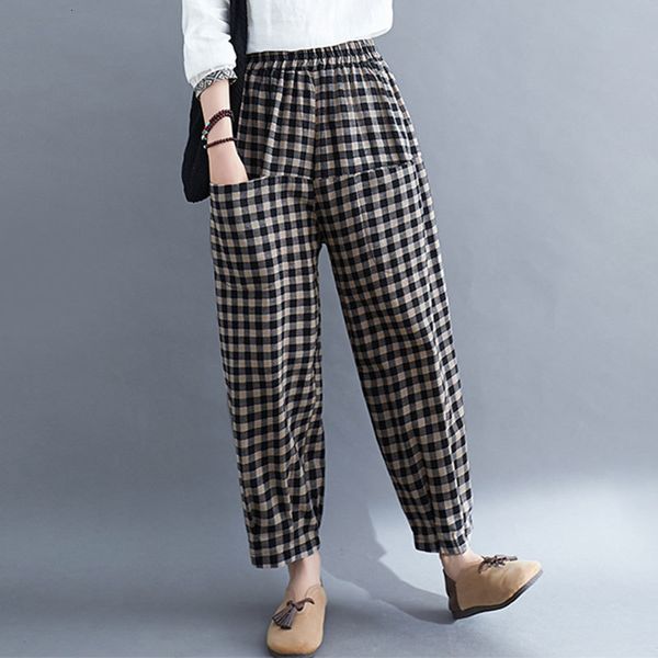 pants spring autumn arts style women elastic waist loose casual trousers femme cotton linen plaid harem pants plus size s58 ceht, Black;white
pants spring autumn arts style women elastic waist loose casual trousers femme cotton linen plaid harem pants plus size s58 ceht, Black;white
