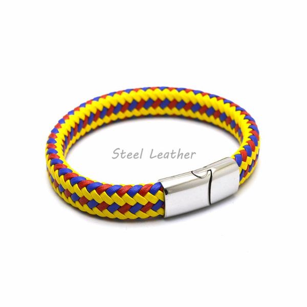 charm bracelets 5pcs/lot engrave logo leather bracelet men stainless steel magnetic clasp handmade bangles braided bangle, Golden;silver
charm bracelets 5pcs/lot engrave logo leather bracelet men stainless steel magnetic clasp handmade bangles braided bangle, Golden;silver