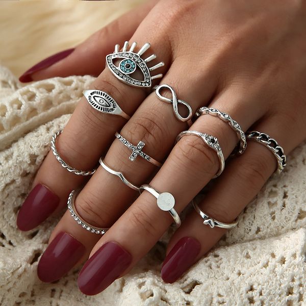 cluster band rings 8 piece sets fashion retro personality bohemian golden letters love eyes micro diamond geometry simple oint ring set wedd, Silver
cluster band rings 8 piece sets fashion retro personality bohemian golden letters love eyes micro diamond geometry simple oint ring set wedd, Silver