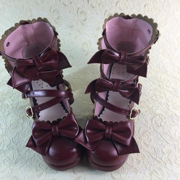 dress shoes antaina tea party japanese coffee bows straps lolita high heels sweet pumps lady cosplay, Black