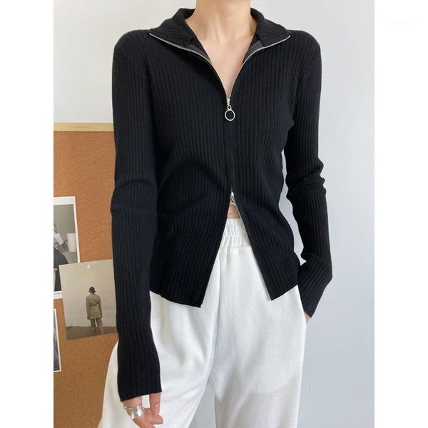 women's knits & tees autumn casual women sweater 's neck two-way zipper cardigan slim thin bottomed top, White
women's knits & tees autumn casual women sweater 's neck two-way zipper cardigan slim thin bottomed top, White